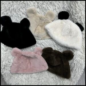 Chic Women's Bear Ear Hats - Black, Cream, Pink, Brown
